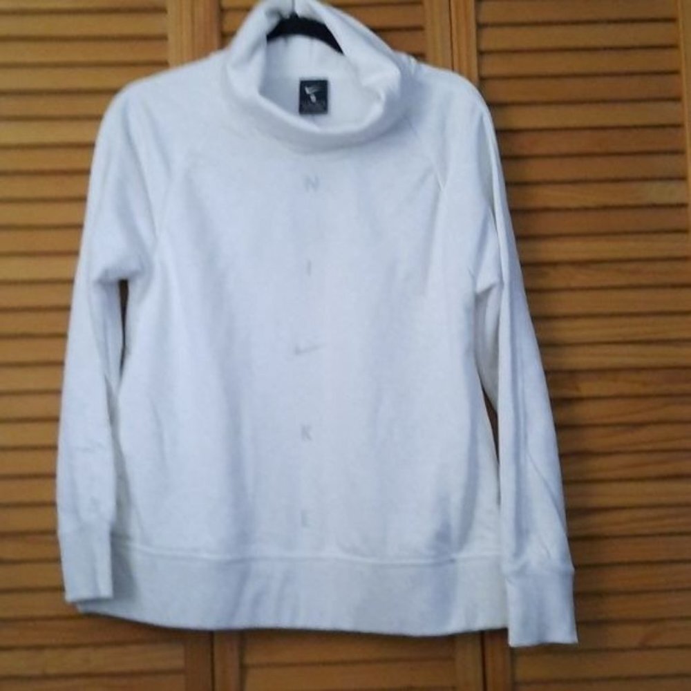 Nike White Heathered Grey High Neck Inseam Pockets Training Sweatshirt Size XS